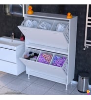 Modilayn İLKİM Modern Çamaşır Ünitesi, 95x138x32,5 cm Gizli 6 Göz  Akıllı Sepetli Dolap