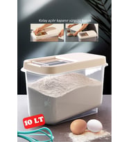 Sürgülü Kapaklı 10 LT Erzak Bakliyat Un Şeker Saklama Kabı