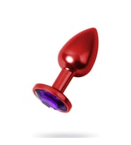 Metal Mor Taşlı Kırmızı  Plug Küçük Boy