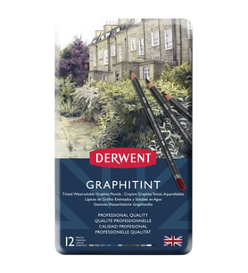 Derwent Graphitint Suda Çözünebilen Renkli Çizim Kalemi Seti 12'li Teneke Kutu 