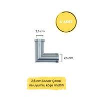 Dekoratif Polimer 2,5 cm Duvar Çıtası Uyumlu Köşe Motifi (Gümüş)