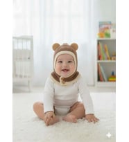 KİTTİ 25480-02 DÜĞMELİ BOYUNLUK TRİKO BERE (Kahverengi)