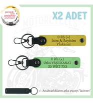 Bikerlar İçin Özel İsim Plaka, 0 Rh (+) Kan Grubu Yazılı Hediyelik x2 Anahtarlık, Sarı-F Yeşil-Laci (Çok Renkli)