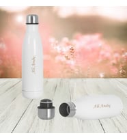 Kişiye İsme Özel 500 ml Çevirmeli Açılır Kapak Termos (Beyaz)