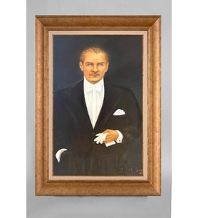Altın Varaklı Paspartulu Çerçeveli Atatürk Tablo sd286
