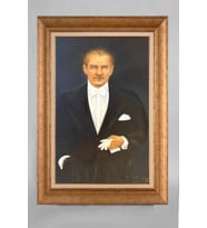 Altın Varaklı Paspartulu Çerçeveli Atatürk Tablo sd286
