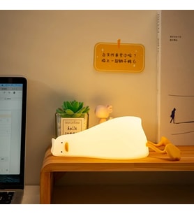 Gece Lambası USB Şarjlı Kısılabilir Yumuşak Silkon LED Işık Çocuk ve Yetişkinler İçin Sevimli Ördek (A.Sarı)