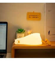 Gece Lambası USB Şarjlı Kısılabilir Yumuşak Silkon LED Işık Çocuk ve Yetişkinler İçin Sevimli Ördek (A.Sarı)