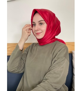 Kırmızı Siyane Scarf Kristal Eşarp