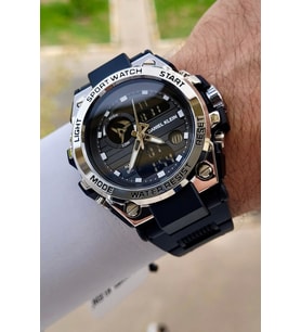 Daniel Klein DKISTE1383 Gümüş Siyah Renk Analog Dijital Hediye Paketli Erkek Kol Saati