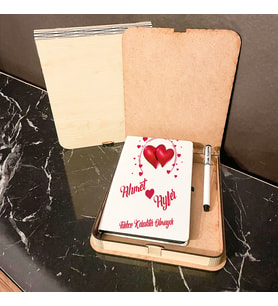 En Güzel Sevgili Hediyesi Ahşap Kutulu Defter Kalem Set 013