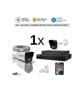 Exitcam-1'li AHD-SESLİ -GECE RENKLİ- SU GEÇİRMEZ- FULL HD Güvenlik Kamera Seti