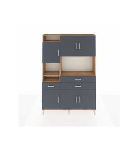 Arges Gardrop 9 Raflı 3 Çekmeceli 6 Kapaklı 132x30x195 Çam-Antrasit