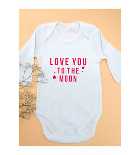 Love You To The Moon Baskılı Beyaz Zıbın