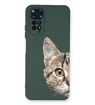 Xiaomi Redmi Note 11 Pro  Uyumlu Lansman Kılıf Catface Tasarımlı İçi Kadife Kapak-Yeşil (Şeffaf)
