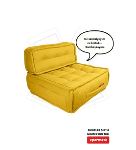 Xpermate DuoFlex Sırtlı Minder Koltuk İskandinav Tarzı Ergonomik  Sırtlıklı Oturma Minderi 80x80x30 (Sarı)