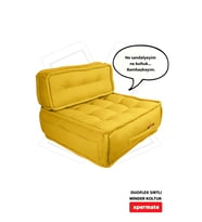 Xpermate DuoFlex Sırtlı Minder Koltuk İskandinav Tarzı Ergonomik  Sırtlıklı Oturma Minderi 80x80x30 (Sarı)