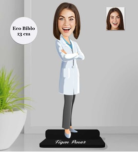 Kişiye Özel Doktor Kadın Ahşap Eco Biblo -1