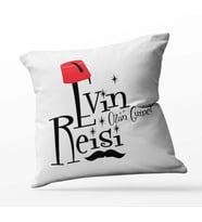 Kişiye Özel Evin Reisi Tema Kare Saten Yastık (Beyaz)