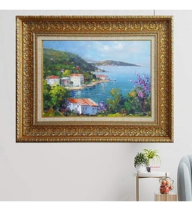 Gold Altın Kalın Çerçeveli Paspartulu Tablo vvb429