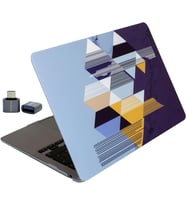 MacBook Air 13.6 İnç Geometrik Desenli Kılıf A2681 A3113 A3240 A3449 M2 M3 M4 M5 Uyumlu İnce Sert Kapak Hard Case Siyah