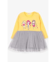 Breeze Kız Çocuk Uzun Kollu Elbise Baskılı 1.5-5 Yaş, Sarı