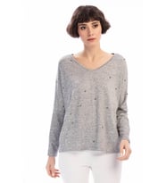 8490930 Yumoş V Yaka Önü İncili Bluz GRI (Gri)