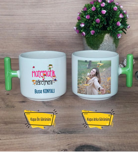 Matematik Öğretmeni Kupa Bardak Fotoğraflı T Yeşil Kulplu Öğretmenler Günü Hediyesi