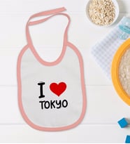 BK Kids I Love Tokyo Tasarımlı Pembe Bebek Mama Önlüğü - Model 1
