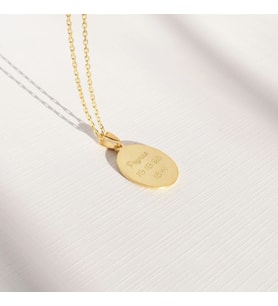 Kişiye Özel 925 Ayar Gümüş Bebek Doğum Bilgili Kolye (Gold)