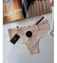Orijinal Lazer Kesim Üstün Kalite Spandex Invisible Dikişsiz Dantelli Slip/Tanga - 2800 (Bej)