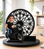 Kişiye Özel Motosiklet Temalı Karikatür Biblo Fotoğraflı Motorcu Figürlü Dekoratif Hediye