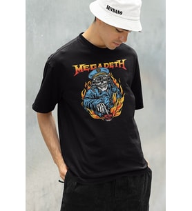 Megadeth Müzik Grubu Baskılı Unisex Oversize Rock Metal Tişört