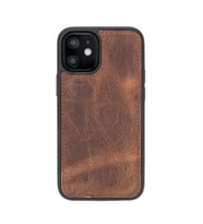 Apple iPhone 12 mini Uyumlu Deri Arka Kapak G2 Kahve
