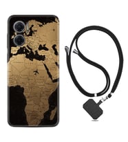 Xiaomi Redmi Note 11E Kılıf Silikon Boyun Askılı İpli Desenli Silikon Map Planet 1656