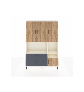 Arges Dolap 7 Raflı 2 Çekmeceli 4 Kapaklı 132x30x195 Aytaşı-Çam/Antrasit
