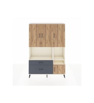 Arges Dolap 7 Raflı 2 Çekmeceli 4 Kapaklı 132x30x195 Aytaşı-Çam/Antrasit