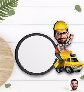 BK Gift Kişiye Özel Erkek Yol Mühendisi Karikatürlü Ahşap Bardak Altlığı-1