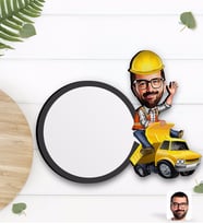 BK Gift Kişiye Özel Erkek Yol Mühendisi Karikatürlü Ahşap Bardak Altlığı-1