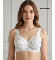 Intive Comfort Pamuklu Leopar/Çiçek Desen Toparlayıcı Kalın Askılı Kopçalı Sütyen (85-95) (Beyaz - Kırmızı)