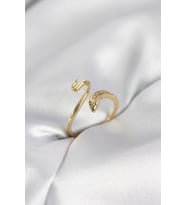 Gold Renk Yılan Model Zirkon Taşlı Kadın Yüzük TJ-BYK4133