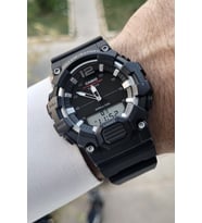 Casio CSISTE115 Rakamları Gümüş Kordonu Siyah Renk Analog Dijital Erkek Kol Saati