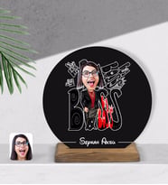 BK Gift Kişiye Özel Kadın Big Boss Karikatürlü Yuvarlak Ahşap Biblo-3
