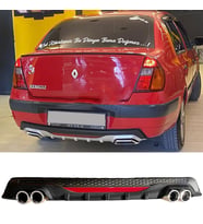 Renault Clio Mk2 Sedan Siyah Difüzör Difizör Yuvarlak Egzoz Görünüm Reflektörlü