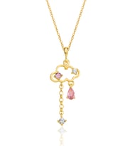 Gümüş altın yaldızlı pembe zirkon taşlı bulut kolye SGTL12351GOLD