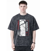 Naruto Uzumaki Jinchuriki Anime Baskılı Unisex Oversize Eskitme Yıkamalı Tişört
