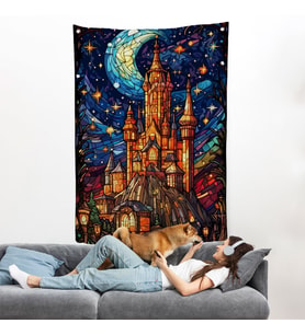 Modern Peri Masalı Kanaviçe Vitray Kale Duvar Örtüsü-7983