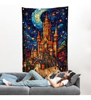 Modern Peri Masalı Kanaviçe Vitray Kale Duvar Örtüsü-7983