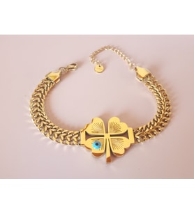 Şans Yoncası Para,Korunma Sayı Sekanslı Bileklik (Gold)
