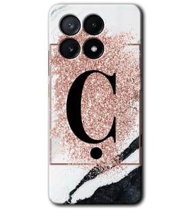 Poco x6 Pro Kılıf HD Desen Baskılı Kılıf - Pembe Mermer Desenli Ç Harfi